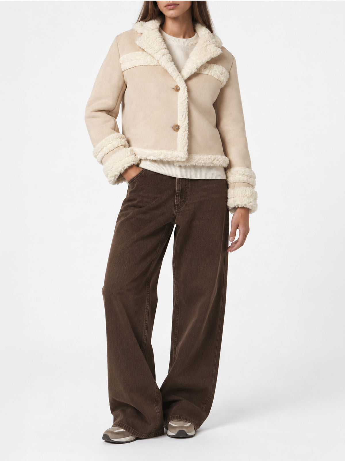 Chaqueta Hella beige efecto shearling 