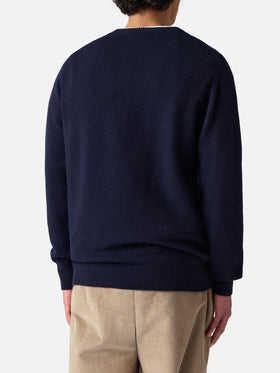 Navy blue crewneck Heron with Apres ski embroidery