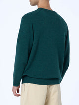 Maglione da uomo verde Airone con stampa basset hound