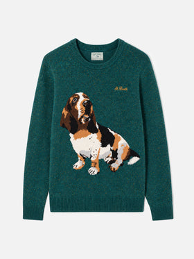 Rundhalspullover Heron mit Basset-Hound-Jacquard 