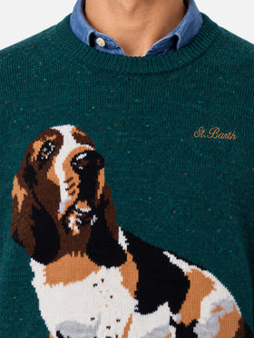 Rundhalspullover Heron mit Basset-Hound-Jacquard 