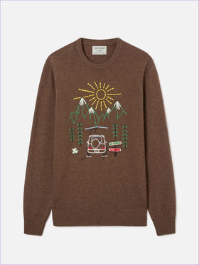 Brown Heron crewneck knit with St. Moritz embroidery