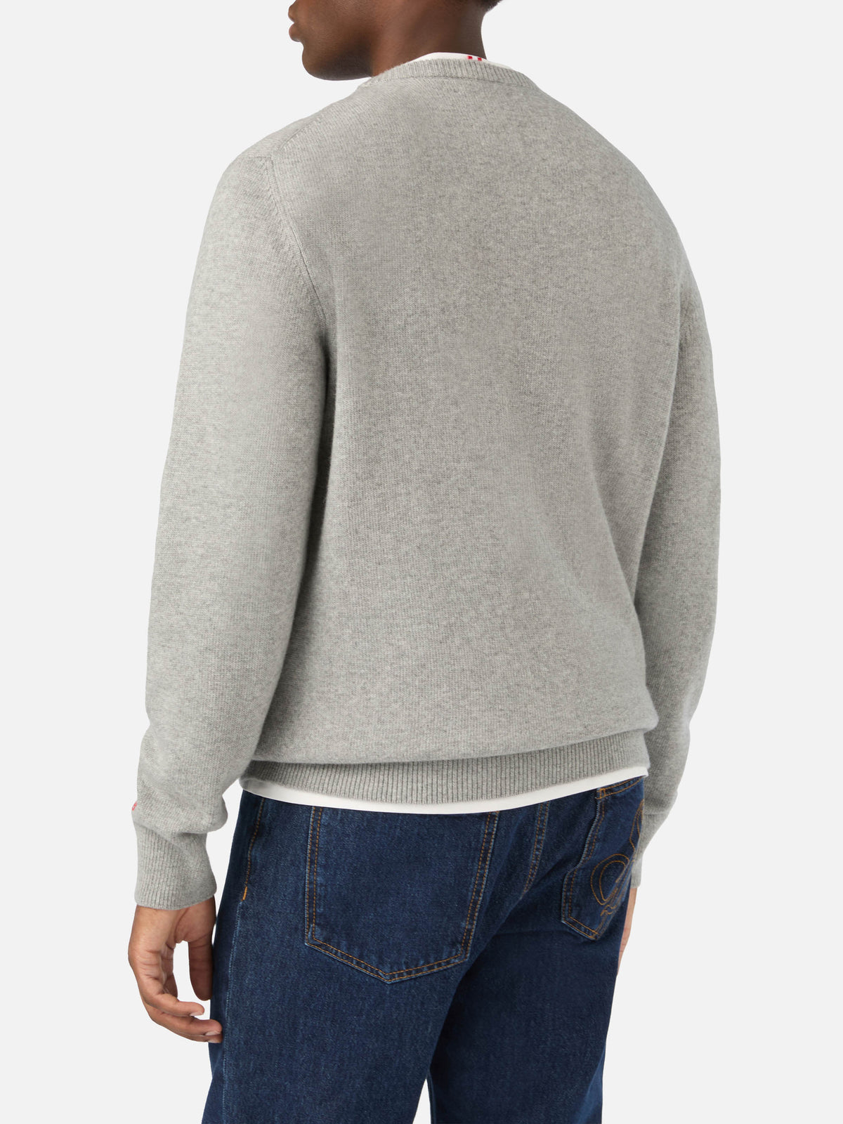 Grey Heron Rundhals-Strickpullover mit Nord Sud Ovest Est Intarsie | Special edition 