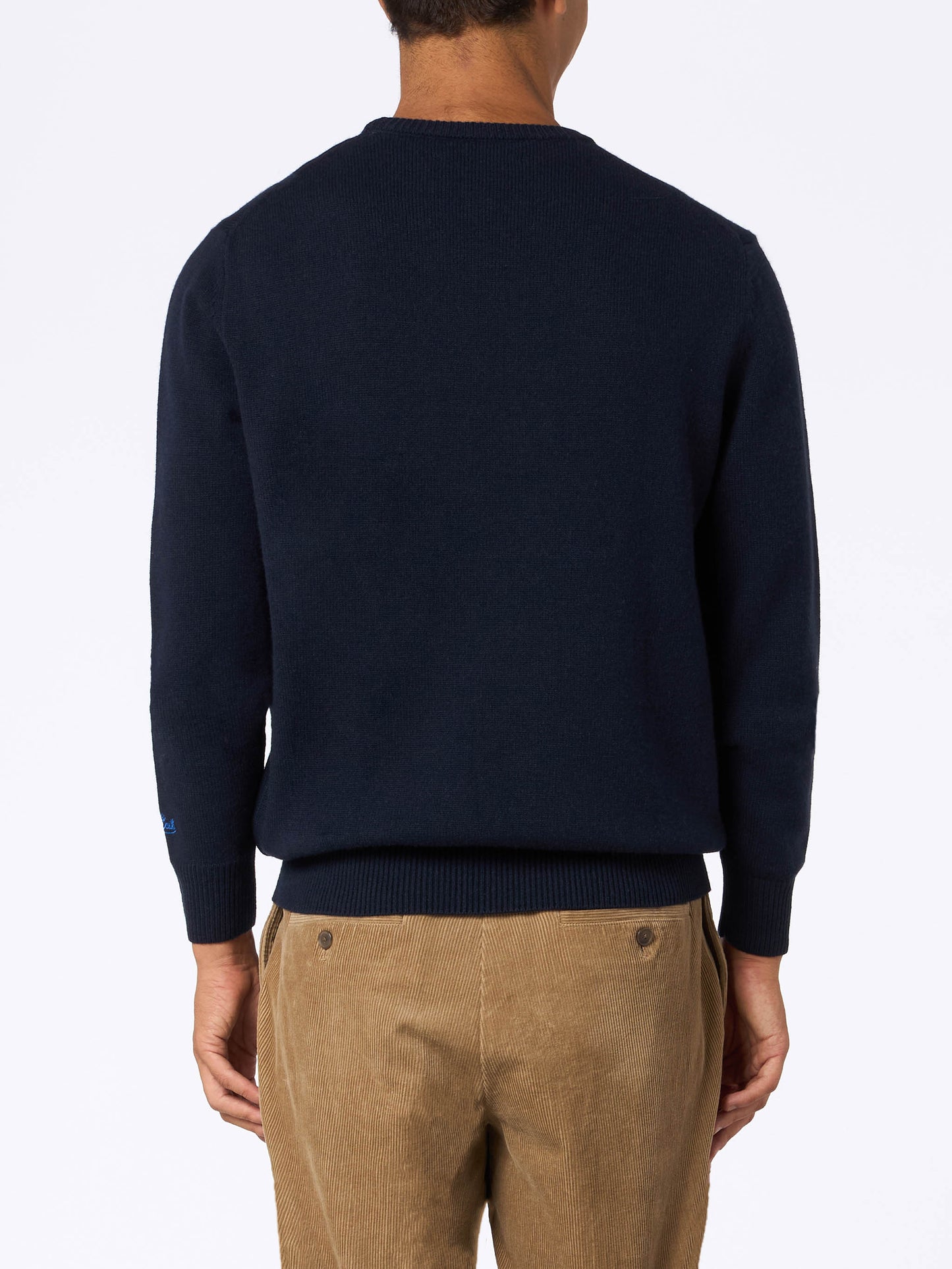 Maglione da uomo blu Heron con ricamo Non vivo senza tequila