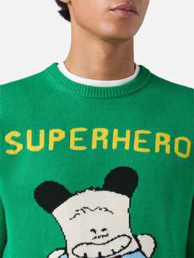 Grüner Heron-Pullover mit Hello Spank Jacquardmuster | HELLO SPANK SONDEREDITION