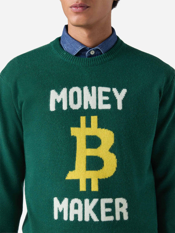 Grüner Heron-Rundhalsausschnitt mit Money-Maker-Jacquardmuster