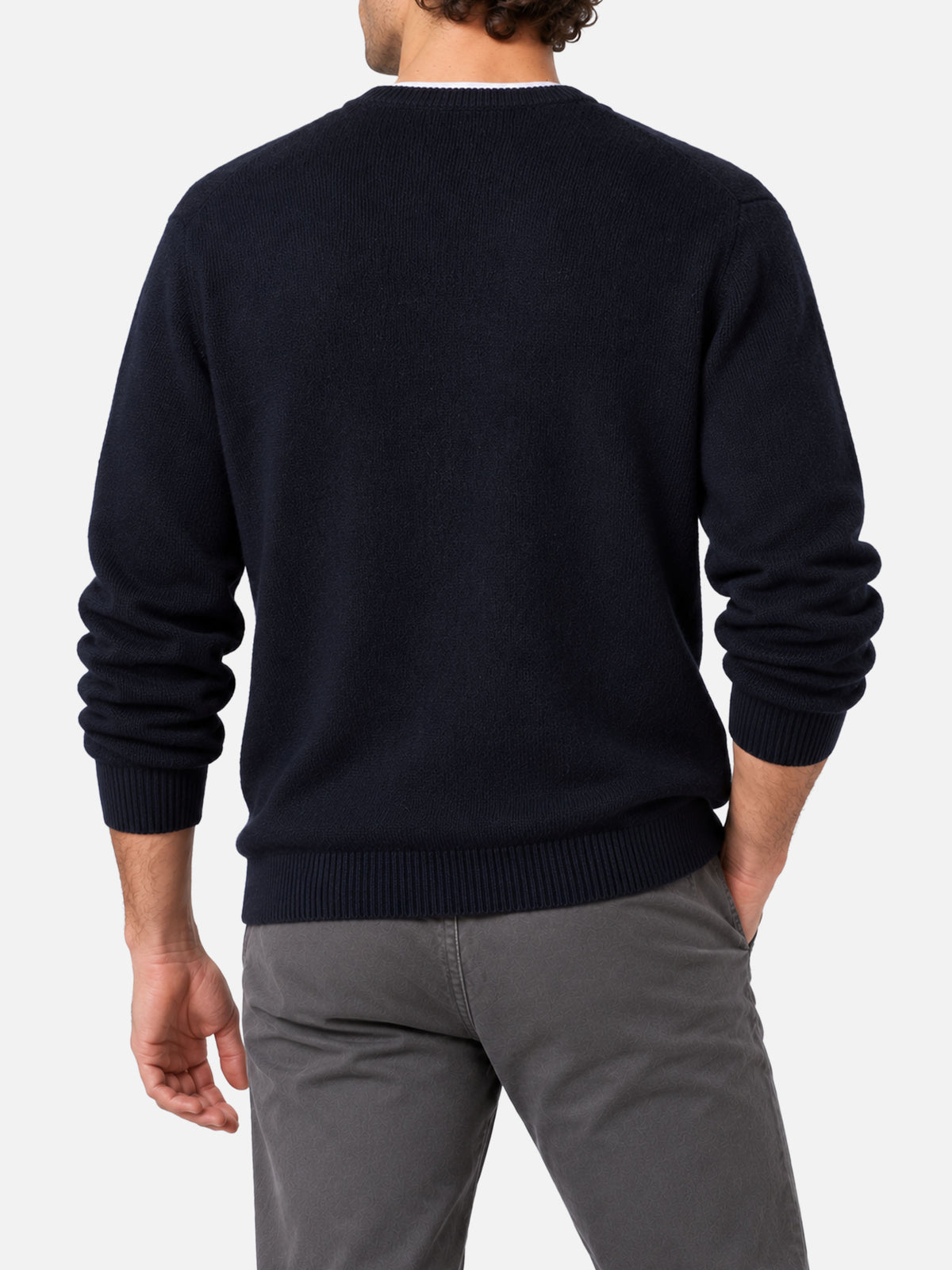 Maglia girocollo Heron blu navy con lettering Time is money