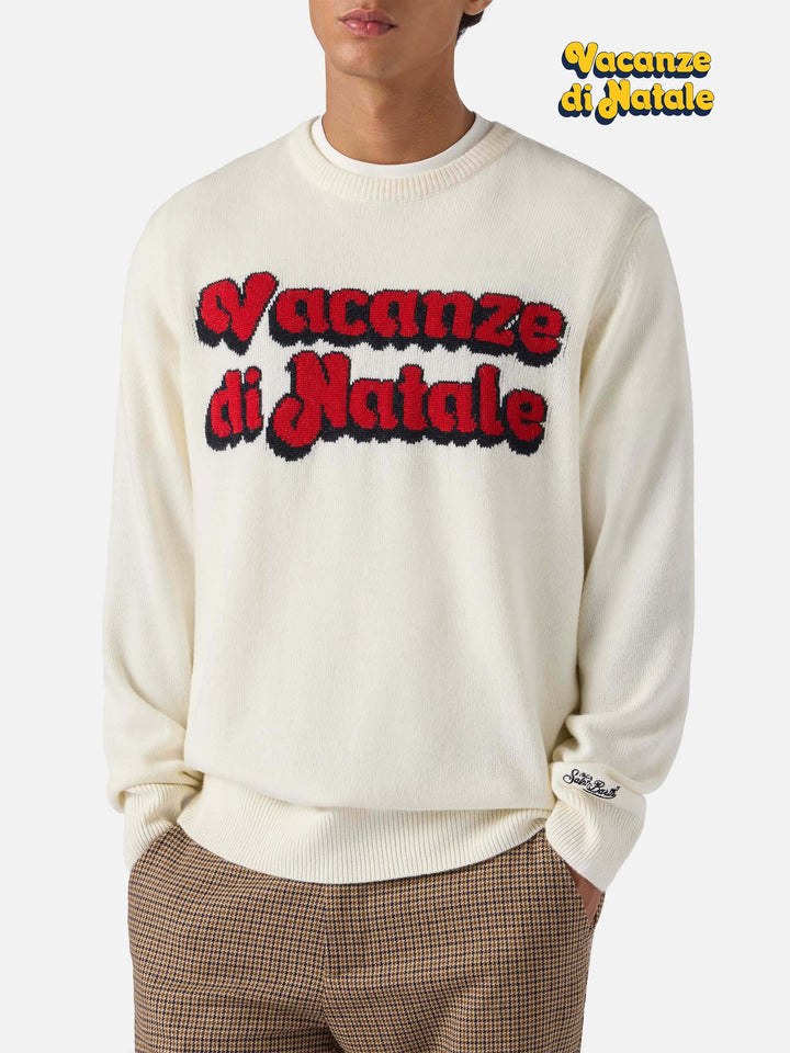 Heron sweater in white with Vacanze di Natale jacquard | VACANZE DI NATALE SPECIAL EDITION