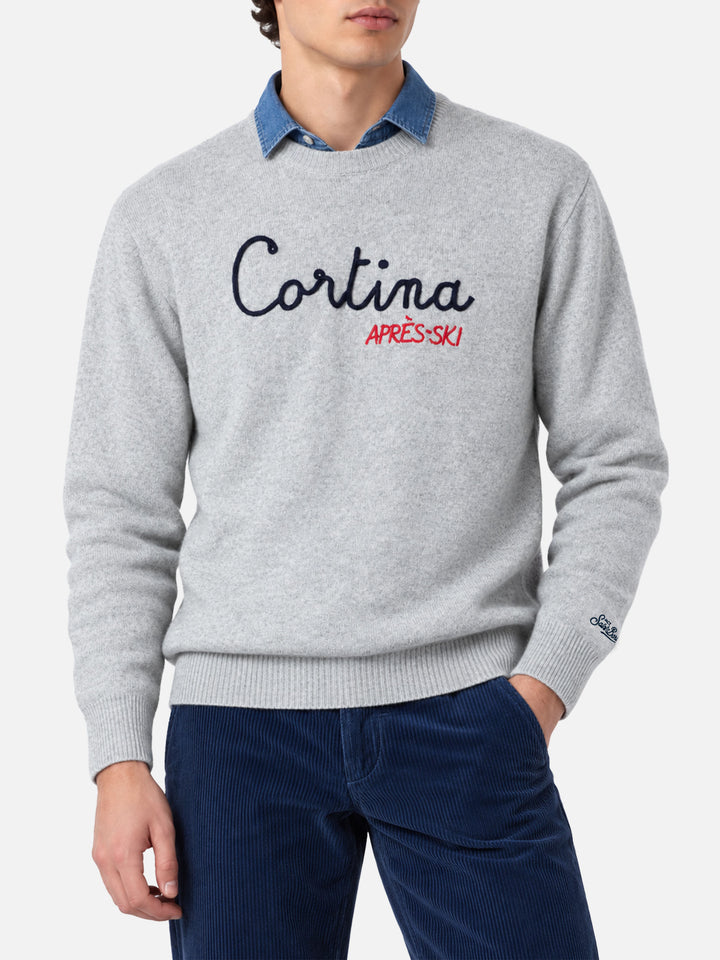 Crewneck sweater Heron with Cortina embroidery
