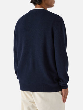 Navy blue crewneck Heron with Gin tonic addicted jacquard