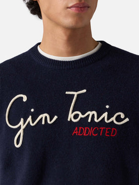 Marineblauer Heron-Rundhalsausschnitt mit Gin-Tonic-Addictor-Stickerei