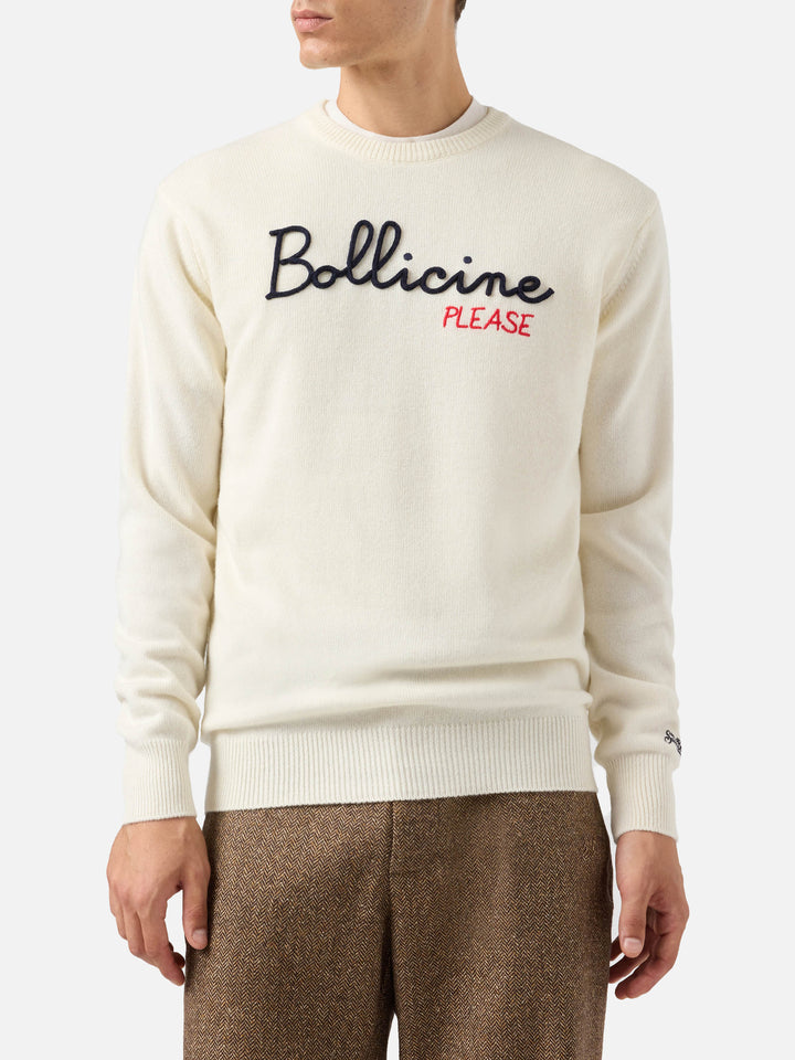 Maglione in misto cashmere Heron con ricamo Bollicine, please!