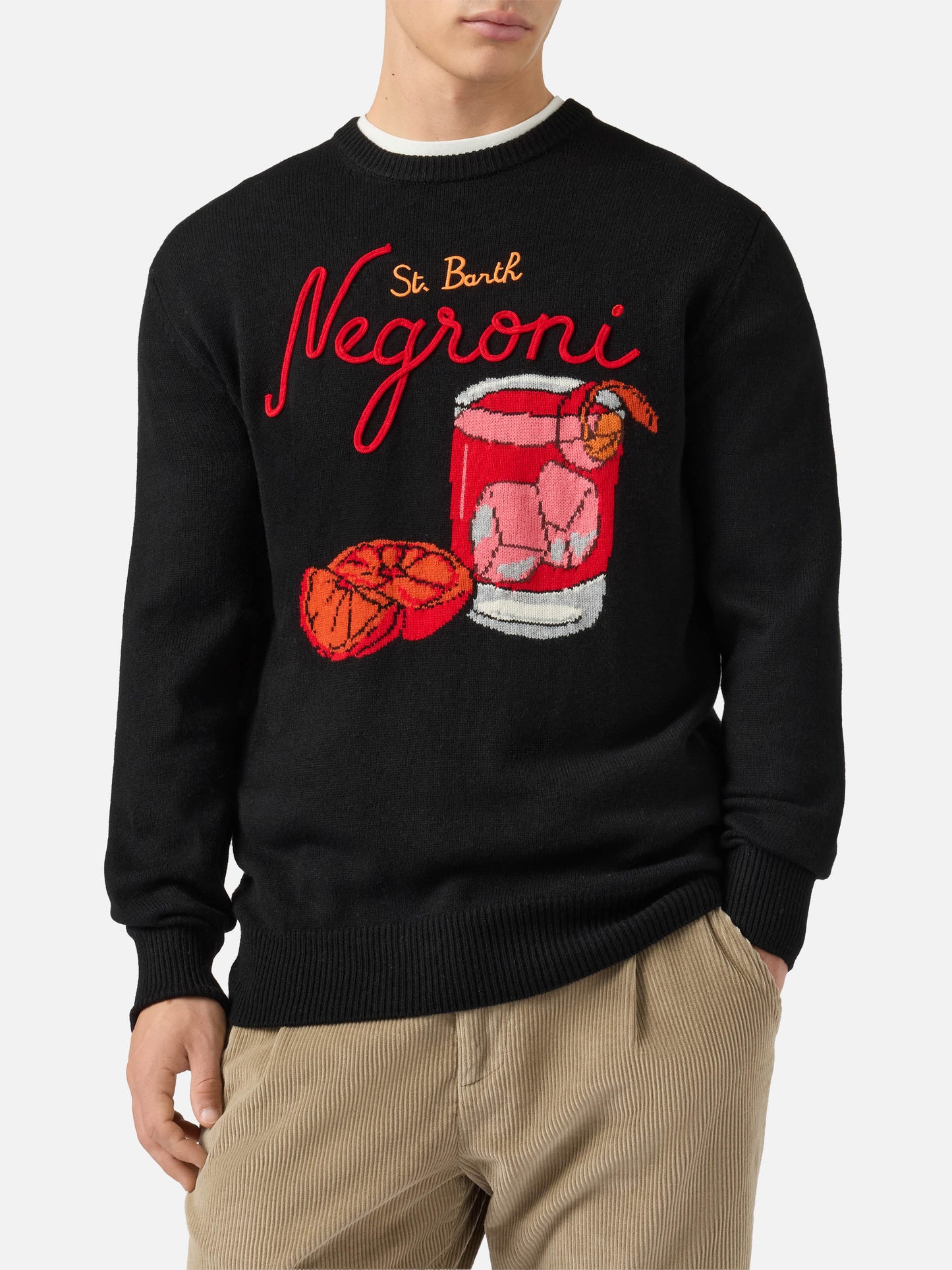 Black sweater Heron with St. Barth Negroni embroidery