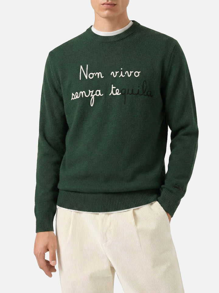 Maglione Heron verde Non vivo senza tequila
