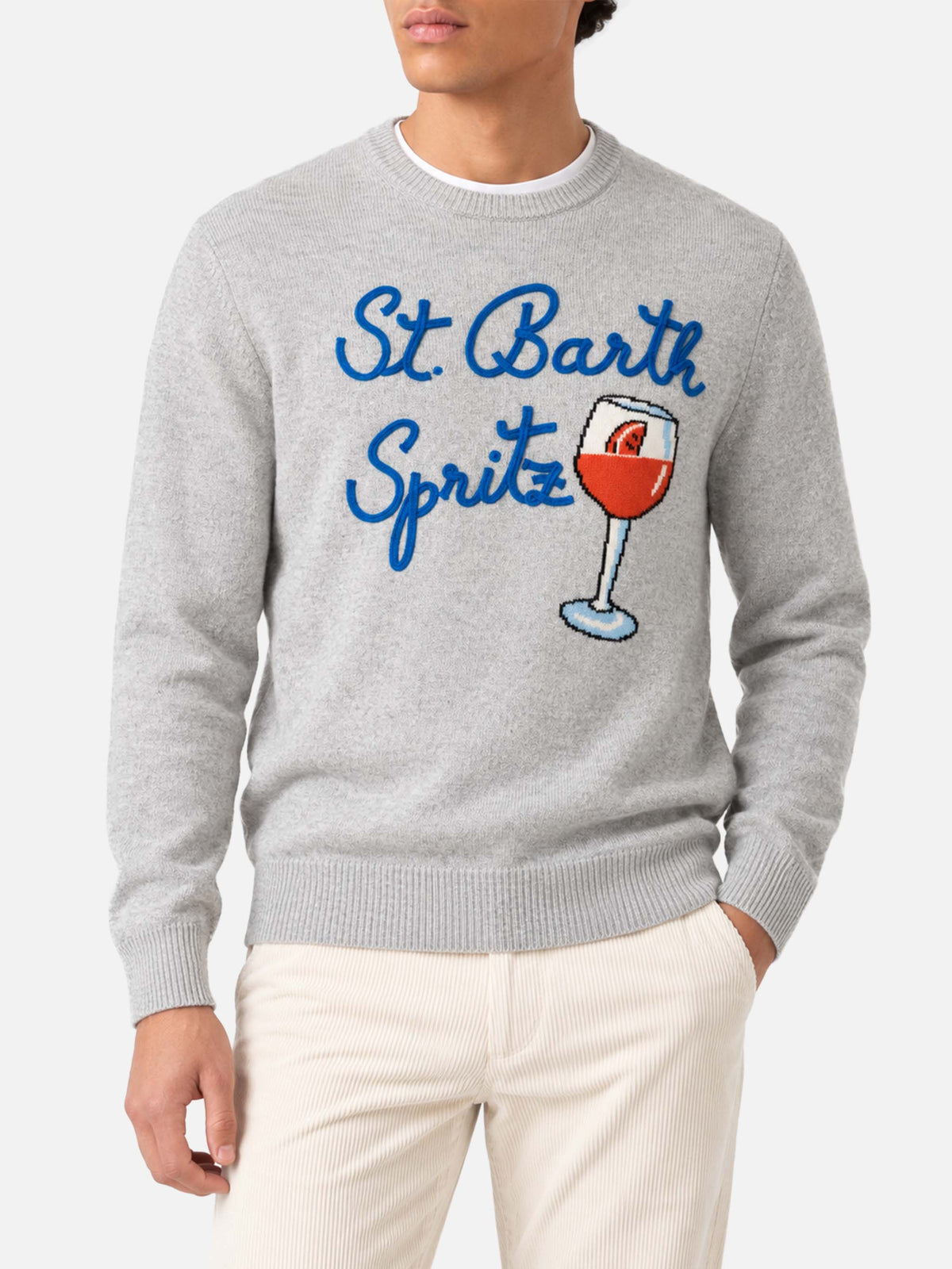 Rundhalspullover Heron mit Spritzglas-Jacquard 