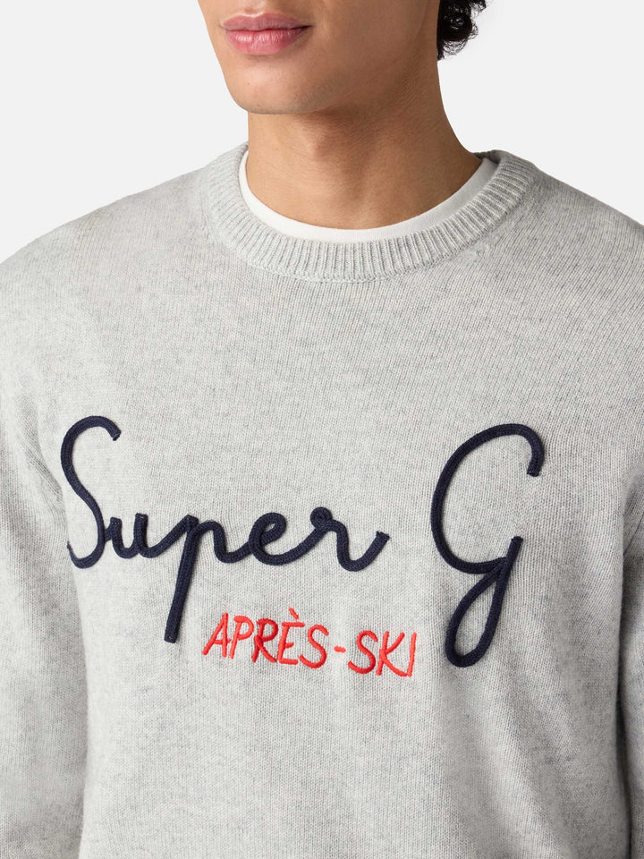 Hellgrauer Pullover Heron mit Super G-Stickerei | SUPER G SPECIAL EDITION