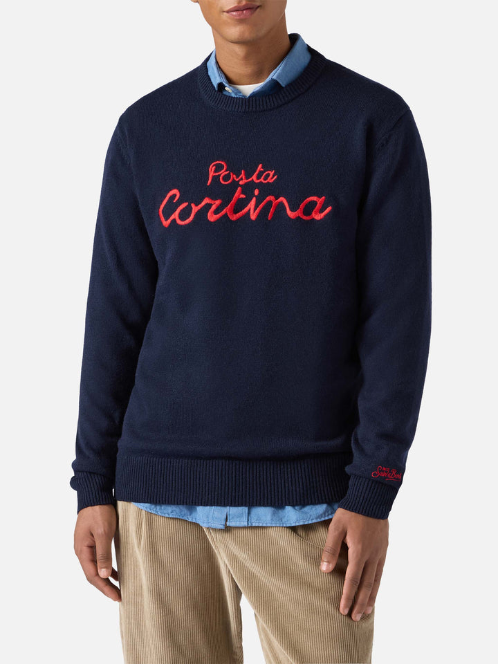 Maglione Heron in misto cashmere con ricamo Poste Cortina