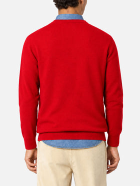 Roter Pullover Heron mit Snoopy-Jacquard und Stickerei | SNOOPY PEANUTS® SPECIAL EDITION 