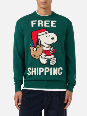 Grüner Pullover Heron mit Snoopy-Jacquard | SNOOPY PEANUTS® SPECIAL EDITION 