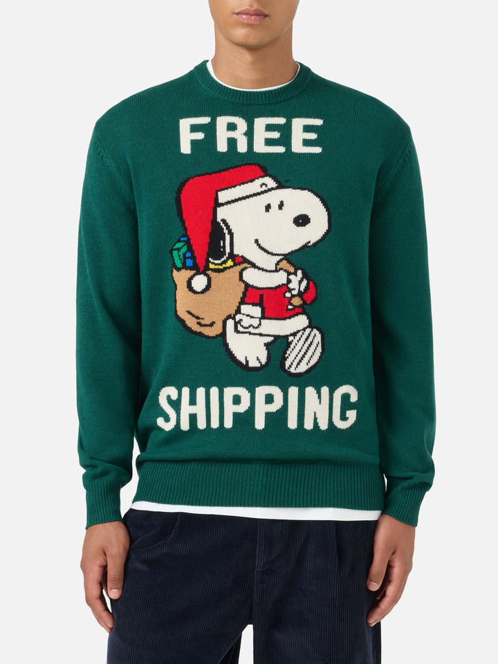 Green sweater Heron with Snoopy jacquard | SNOOPY PEANUTS® SPECIAL EDITION