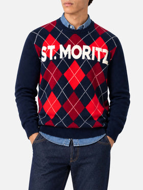 Suéter de cuello redondo Heron con jacquard argyle St. Moritz 