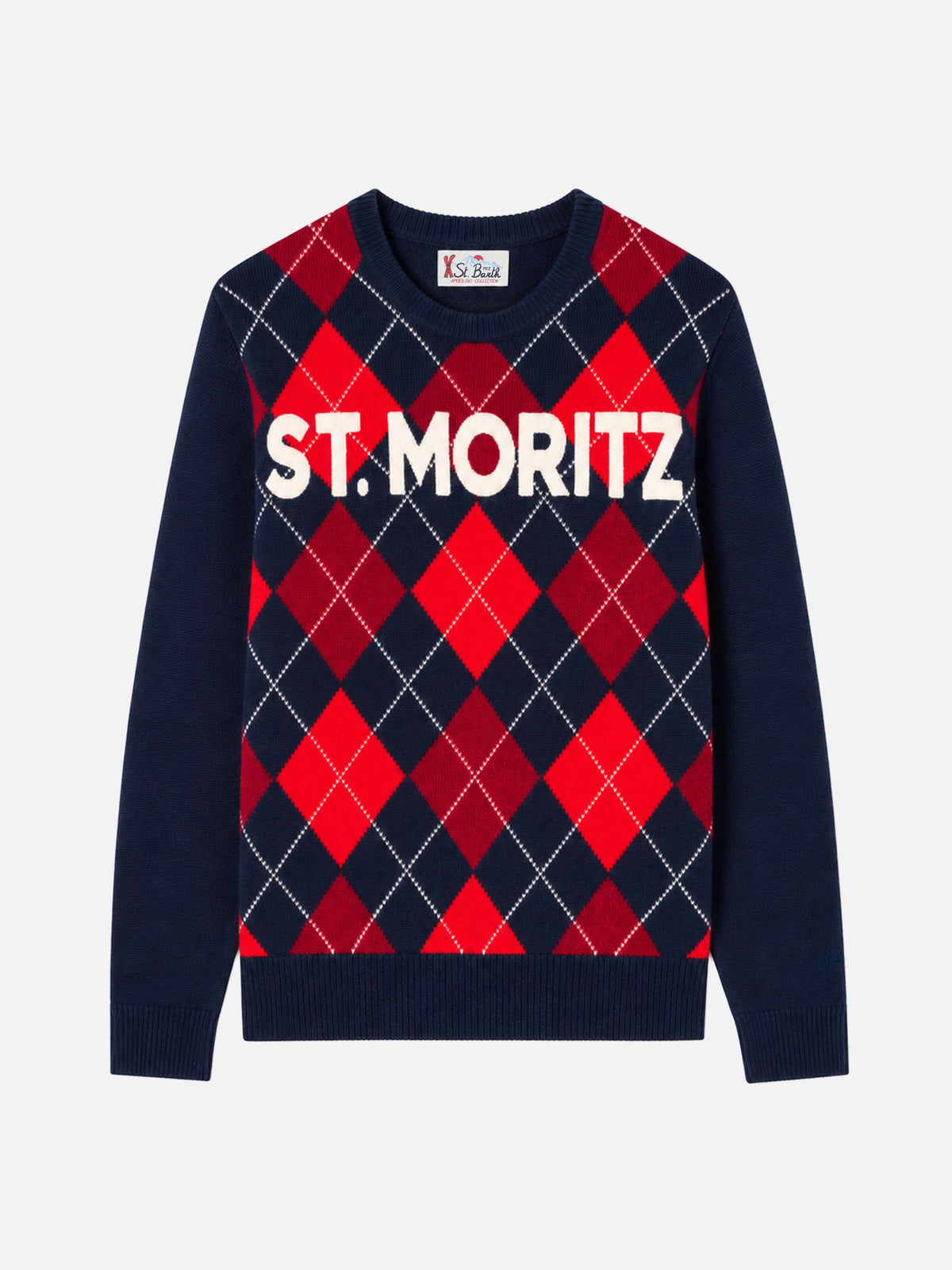 Suéter de cuello redondo Heron con jacquard argyle St. Moritz 