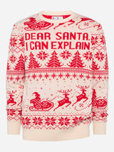 Maglione rosso Heron con jacquard fair isle e Dear Santa