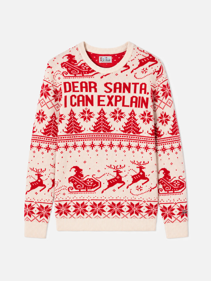 Jersey rojo Heron con jacquard fair isle y Dear Santa 
