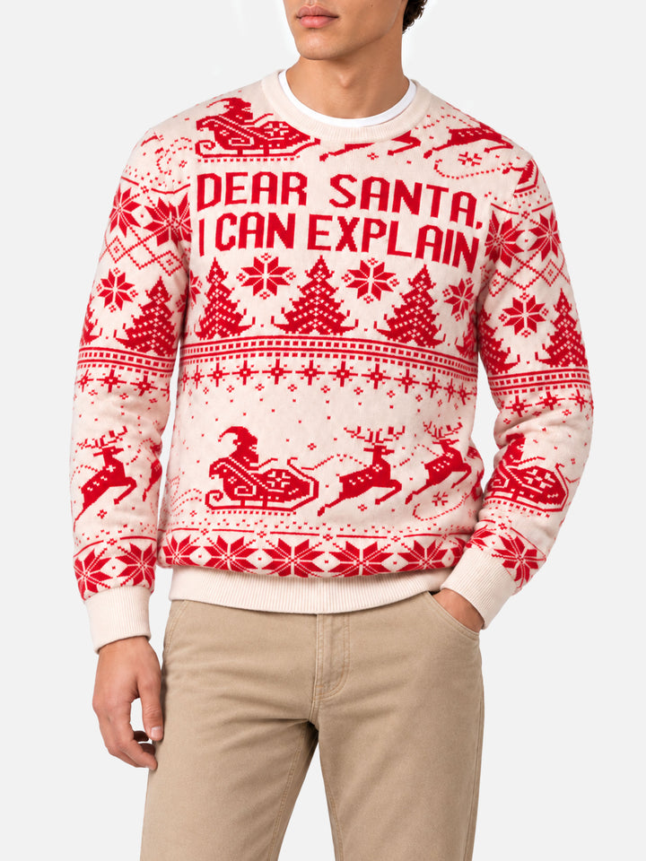 Jersey rojo Heron con jacquard fair isle y Dear Santa 
