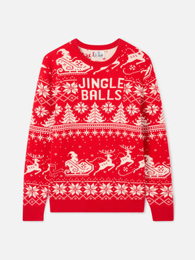 Fairs isle sweater Heron with Jingle Balls jacquard