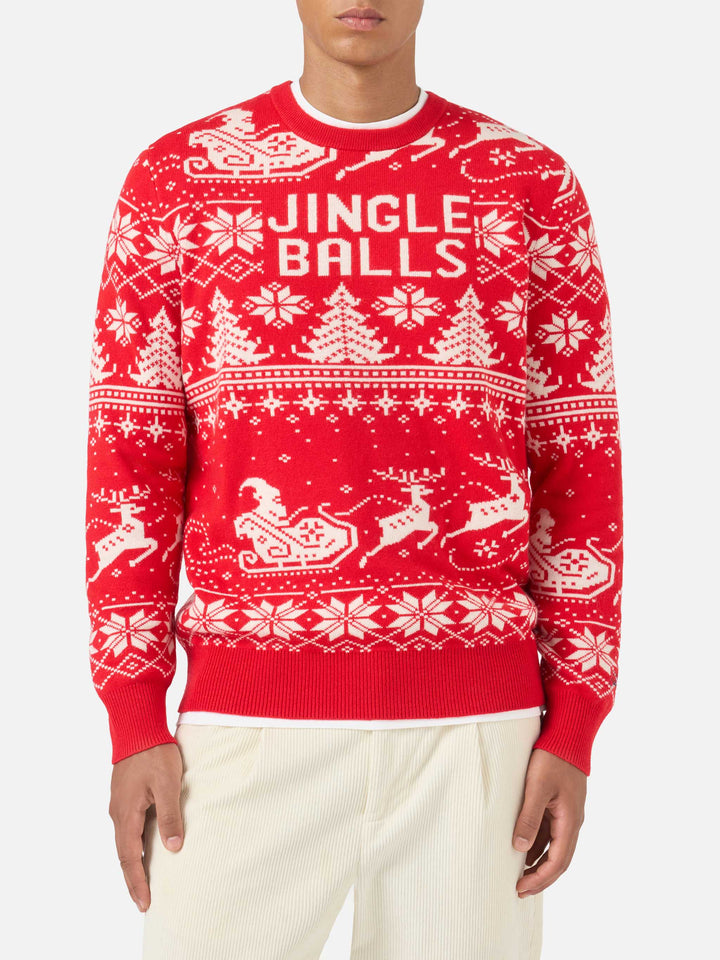 Fairs isle sweater Heron with Jingle Balls jacquard