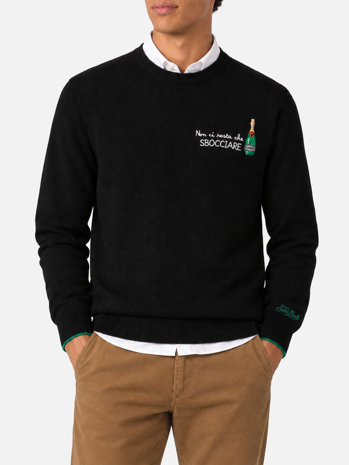Crewneck sweater Heron with Non ci resta che sbocciare embroidery