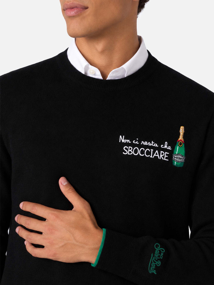 Crewneck sweater Heron with Non ci resta che sbocciare embroidery
