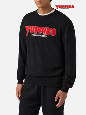 Maglione Heron light nero con jacquard Yuppies e ricamo | YUPPIES SPECIAL EDITION