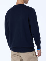 Maglione da uomo blu Heron con ricamo Pasta lover