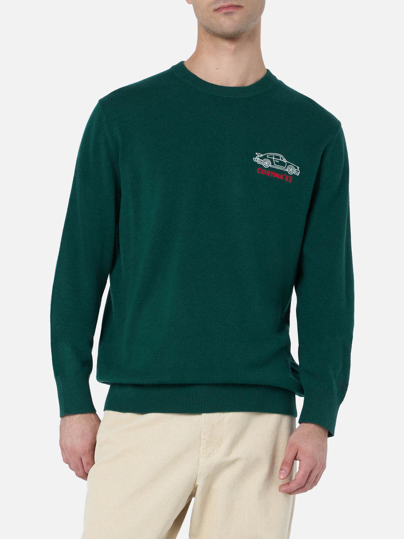 Maglione da uomo verde Heron con ricamo Cortina'83 speed