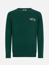 Maglione da uomo verde Heron con ricamo Cortina'83 speed