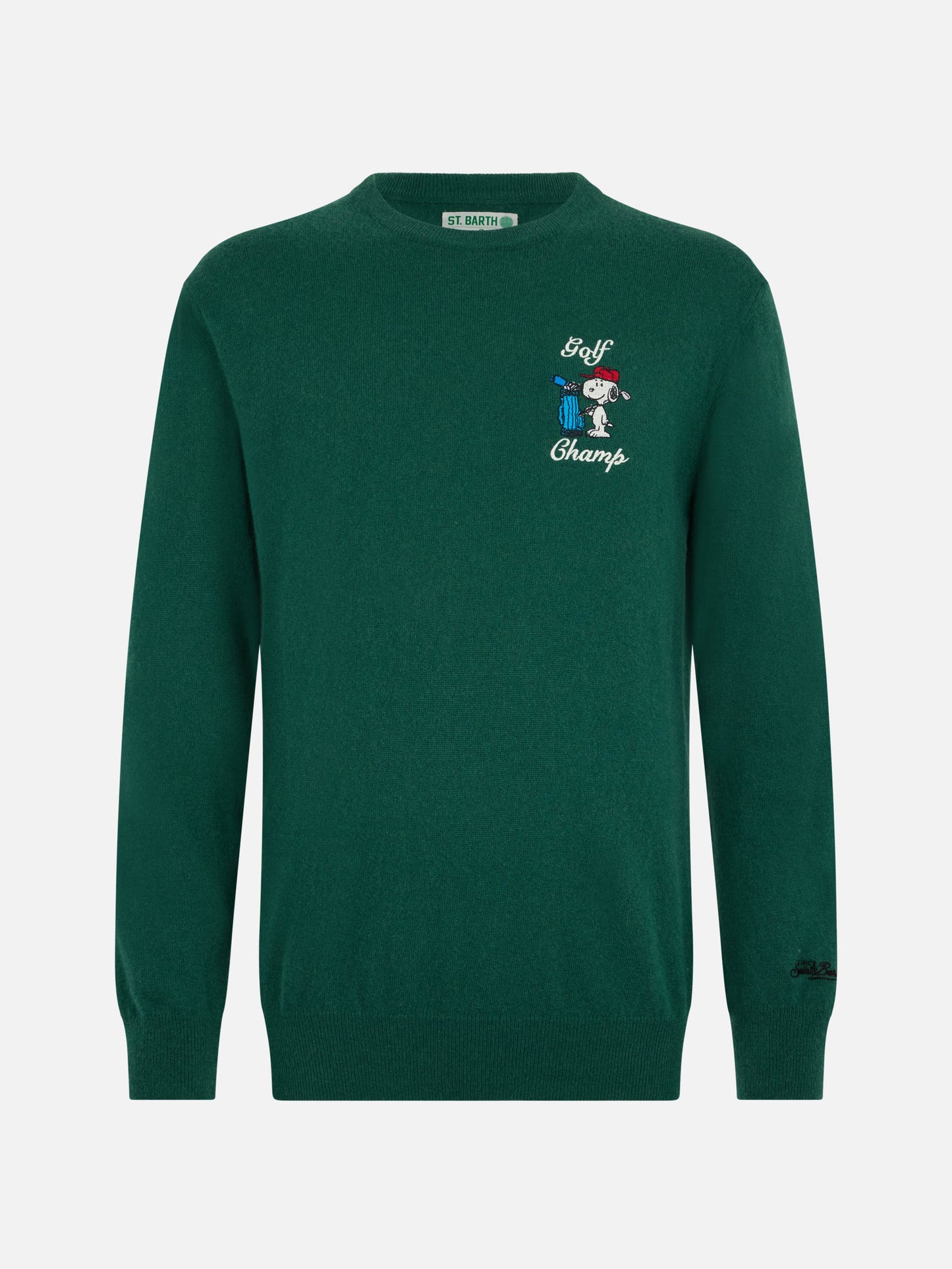 Grüner Herrenpullover Heron mit Snoopy Golf Champ-Stickerei | SNOOPY PEANUTS SPECIAL EDITION