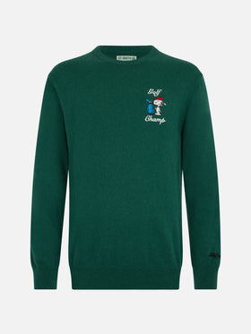 Grüner Herrenpullover Heron mit Snoopy Golf Champ-Stickerei | SNOOPY PEANUTS SPECIAL EDITION