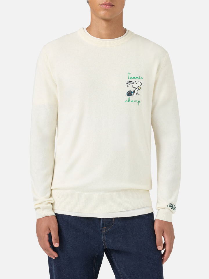 Crewneck sweater Heron with Snoopy tennis champ embroidery | SNOOPY PEANUTS SPECIAL EDITION
