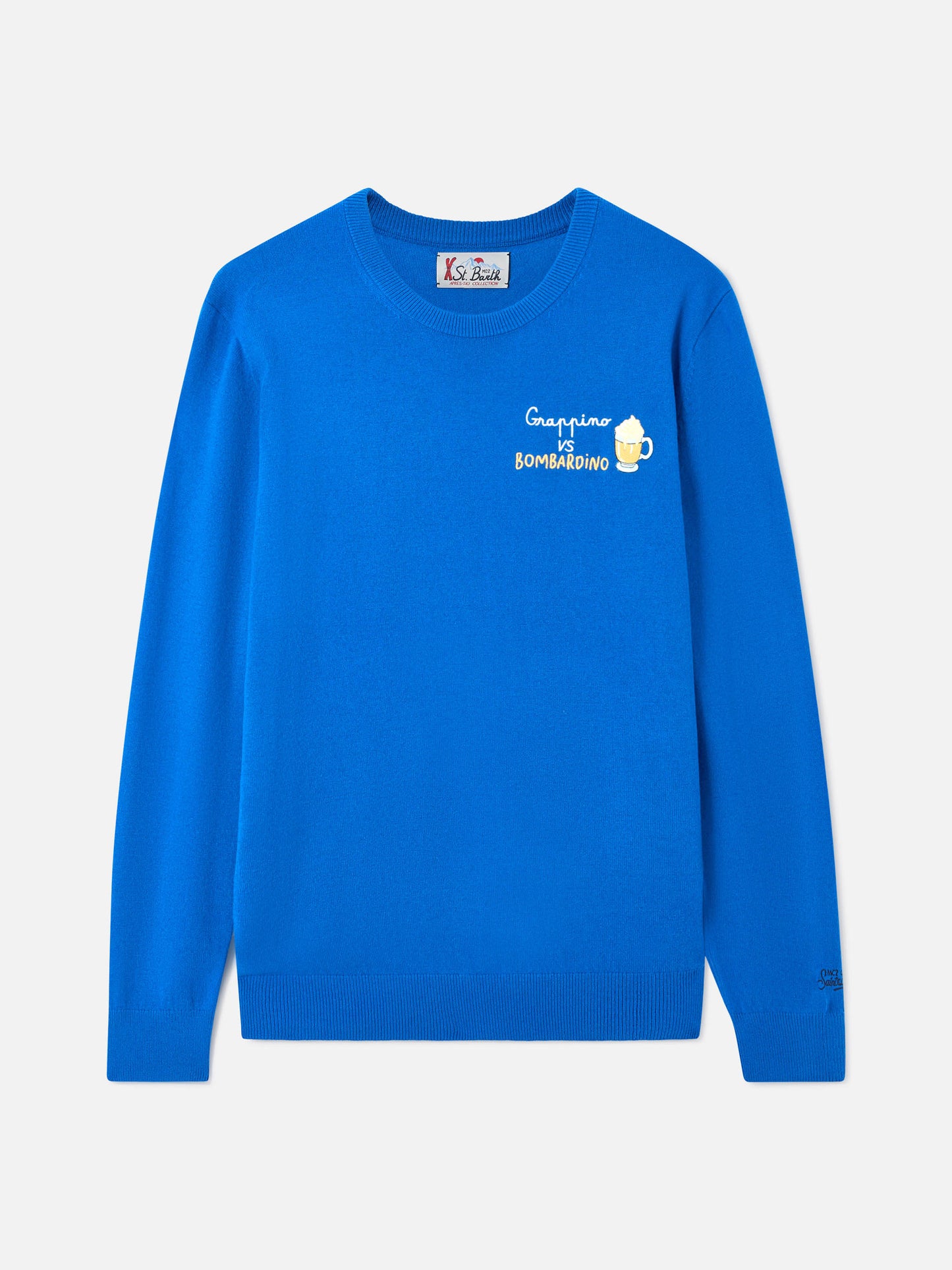 Crewneck sweater Heron with Grappino vs Bombardino embroidery
