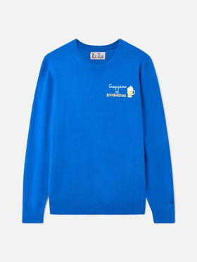 Crewneck sweater Heron with Grappino vs Bombardino embroidery