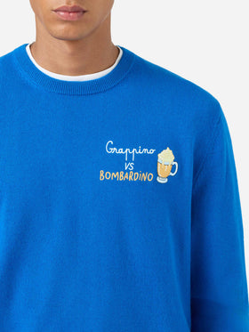 Crewneck sweater Heron with Grappino vs Bombardino embroidery