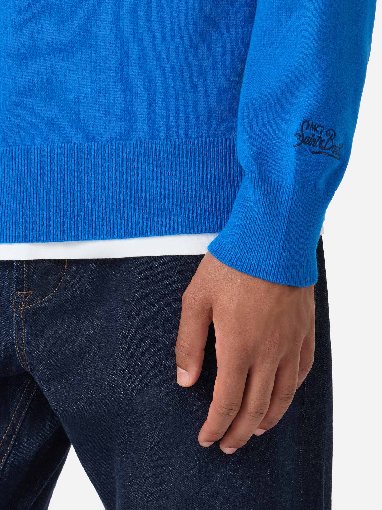 Crewneck sweater Heron with Grappino vs Bombardino embroidery