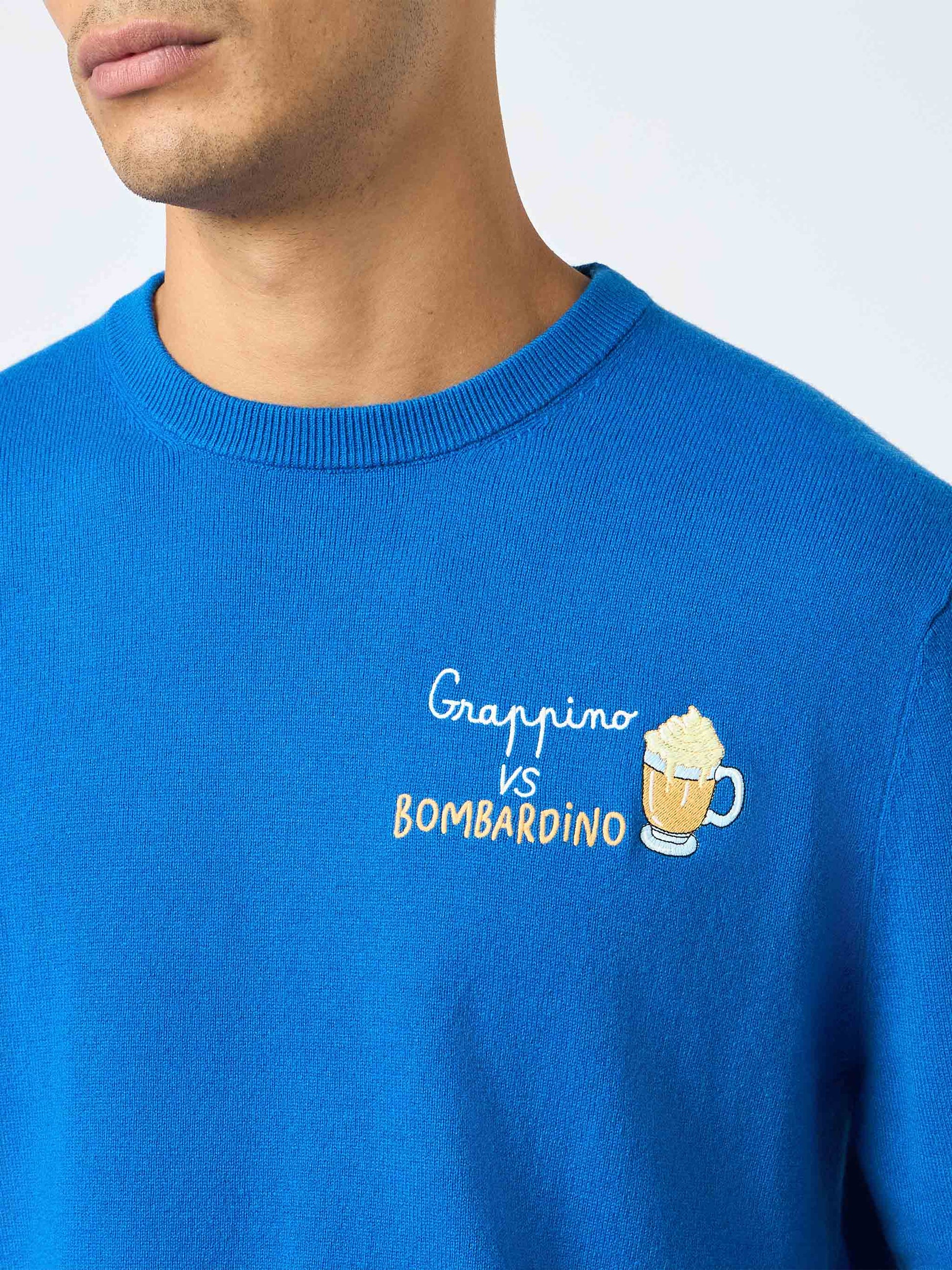 Crewneck sweater Heron with Grappino vs Bombardino embroidery S
