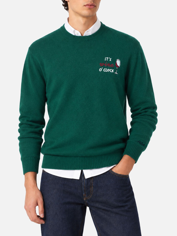 Pull col rond Heron avec broderie It's wine o'clock 