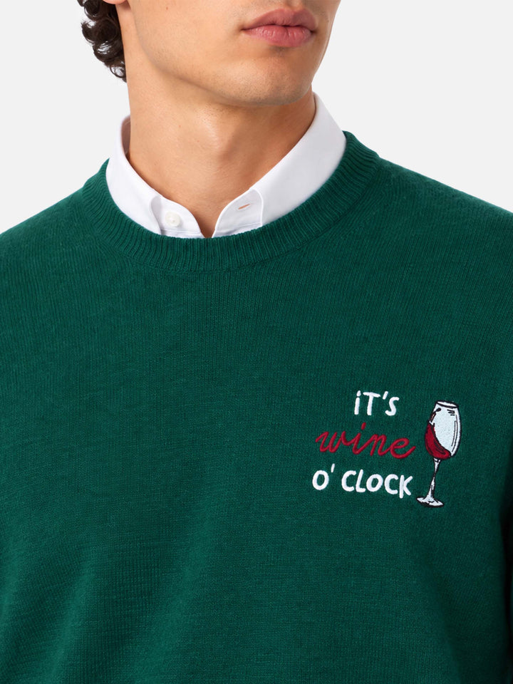 Pull col rond Heron avec broderie It's wine o'clock 