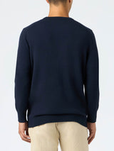 Man blue sweater Heron Light with Sole, Whisky e sei in Pole Position! embroidery| VACANZE DI NATALE SPECIAL EDITION