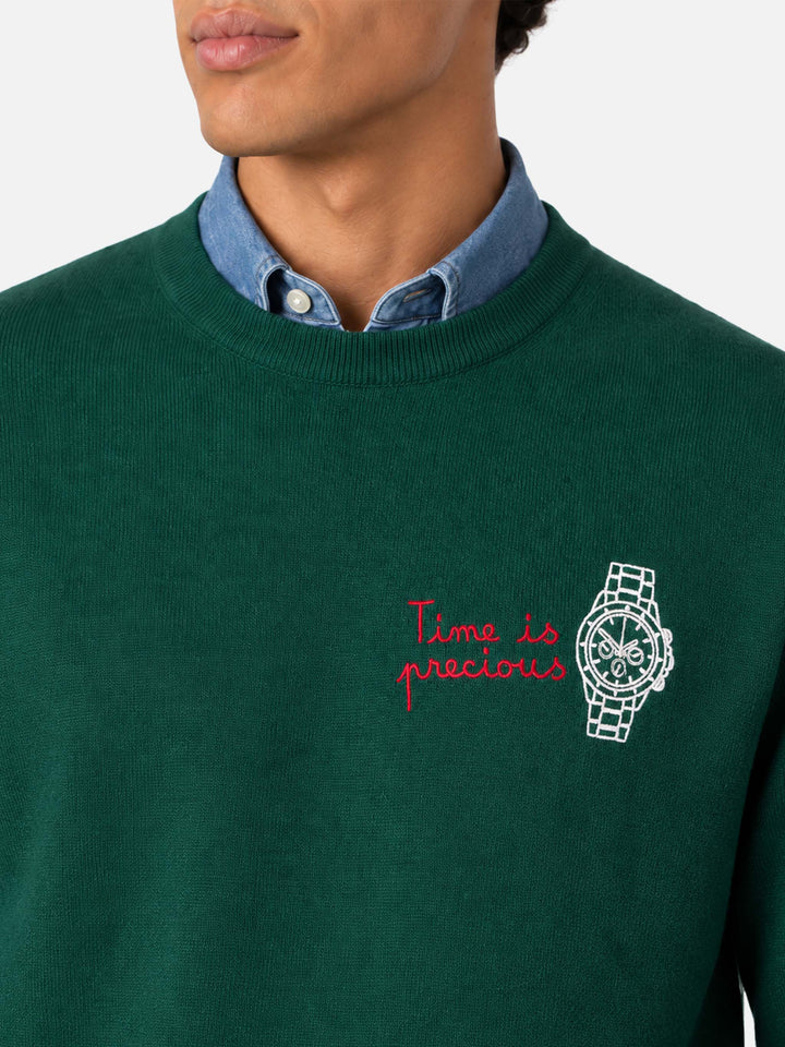 Pull ras-du-cou Heron avec broderie Time is precious 