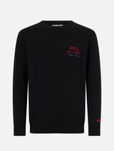 Man black sweater Heron with Single per scelta non mia embroidery